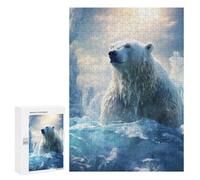 Puzzle da 300 pezzi per adolescenti, orso polare nel mondo del ghiaccio, puzzle per adolescenti, giocattoli fai da te, decorazione da parete, aiuta l'esercizio cerebrale, 300 pezzi