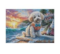 Puzzle Da 300 Pezzi Per Adulti Bichon Frise in Flower Field 300 PCS 40x28cm Livello Principiante Per Nuovi Giocatori Montaggio Facile Esperienza Fluida Adatto A Tutte Le Età