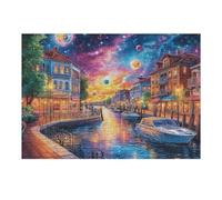 Puzzle Da 300 Pezzi Per Adulti Canal Cottage Flower Field 40x28cm Adatto Ai Bambini Ottimo Per Interazione Genitori-Figli Migliora Concentrazione Dei Bambini