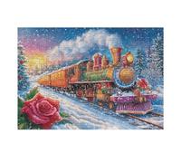 Puzzle Da 300 Pezzi Per Adulti Christmas Train Snowy 40x28cm Motivo Artistico Ideale Per Amanti Dell'Arte Decorazione Murale Opera D'Arte Collezionabile