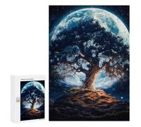 Puzzle da 300 pezzi, per adulti, Enchanted Tree Under A Giant Moon Puzzle per adulti, giochi divertenti per divertimento in famiglia, come regalo per tutta la famiglia, 300 pezzi
