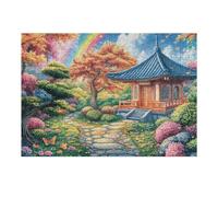 Puzzle Da 300 Pezzi Per Adulti Japanese Cottage Garden Spring 40x28cm Puzzle Antistress Per Impiegati D'Ufficio Ottimo Per Rilassamento Dopo Il Lavoro Hobby Regalo