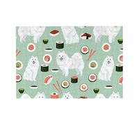 Puzzle da 300 pezzi per adulti raffigurante il cane Samoye, il sushi e lo Spitz giapponese - Puzzle in legno per adulti e anziani