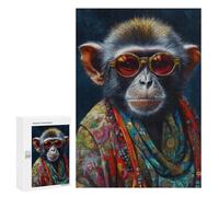 Puzzle da 300 pezzi per adulti scimmia con occhiali da sole adolescenti puzzle giocattolo decorazione da parete decorazione perfetta impegnativo per completare 300 pezzi