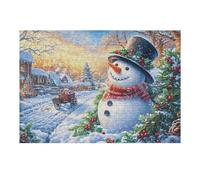 Puzzle Da 300 Pezzi Per Adulti Snowman Christmas Snowy 40x28cm Durevole Riutilizzabile Regalo Di Compleanno Perfetto Per Amanti Del Puzzle Famiglia Amici