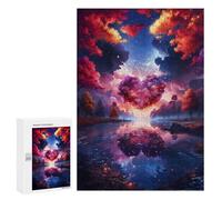 Puzzle da 300 pezzi per teenager a forma di cuore su clouds Over A Serene Lake Puzzles per adulti gioco di pensiero della memoria, interazione genitore-figlio, 300 pezzi