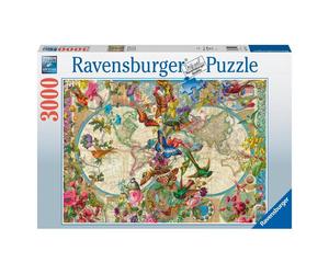 Puzzle da 3000 pezzi - Mappa della fauna e della flora dei cinque continenti - Nouvo
