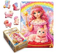 WOODEN.CITY Puzzle in legno per bambini, la principessa e il suo gattino magico