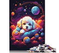 Puzzle da 500 pezzi a forma di cucciolo di Bichon Frise per adulti e adolescenti, giochi educativi per la casa, giocattoli fai da te, regali di Natale, 500 pezzi (52x38 cm)