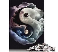 Puzzle da 500 pezzi "Armonia celeste Yin Yang", puzzle rettangolare in tavole di legno, difficile e impegnativo, 500 pezzi (52 x 38 cm)