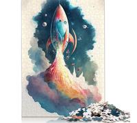 Puzzle da 500 pezzi, astronave verso l'infinito, puzzle quadrati creativi per adulti e puzzle in legno, gioco impegnativo, 500 pezzi (52x38 cm)