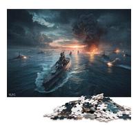 Puzzle da 500 pezzi Battaglia navale al tramonto per adulti, regalo di Halloween, puzzle per adulti e adolescenti dai 12 anni in su, 500 pezzi (52x38 cm) <