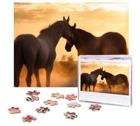 Puzzle da 500 pezzi Cavalli innamorati Puzzle con immagini personalizzate per adulti Puzzle fotografici in legno regalo classico puzzle per famiglia, matrimonio, compleanno, San Valentino