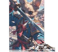 Puzzle da 500 pezzi Chihuahua Samurai Blossom per adulti, difficoltà elevata, rafforza i rapporti tra i membri della famiglia, 500 pezzi (52x38 cm)
