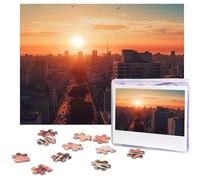 Puzzle da 500 pezzi City in The Sunset Puzzle con immagini personalizzate per adulti Puzzle fotografici in legno regalo classico puzzle per famiglia, matrimonio, compleanno, San Valentino