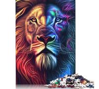 Puzzle da 500 pezzi, colorati, con volto di leone, animali, creativi, quadrati, in legno, per adulti, regali di Natale, 500 pezzi (52x38 cm)