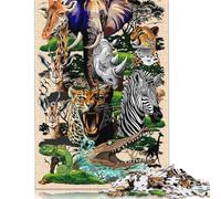 Puzzle da 500 pezzi con collage di animali selvatici africani per adulti, puzzle per adulti, regalo di Halloween per età 14+, 500 pezzi (52x38 cm)