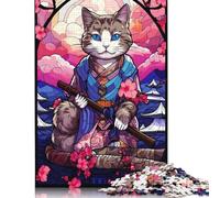 Puzzle da 500 pezzi con colori carini e gatto umano per adulti, puzzle in legno adatto per adulti e maggiori di 18 anni, rompicapo da 500 pezzi (52x38 cm)