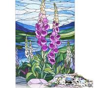 Puzzle da 500 pezzi con digitale in vetro colorato, per adulti e puzzle in legno, giochi educativi per bambini, 500 pezzi (52x38 cm)