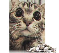 Puzzle da 500 pezzi con espressione di gatto, difficoltà estrema, per adulti, rafforza i rapporti tra i membri della famiglia, 500 pezzi (52x38 cm)