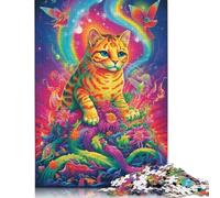 Puzzle da 500 pezzi con gatti psichedelici, difficoltà per adulti, rafforza le relazioni tra i membri della famiglia, 500 pezzi (52 x 38 cm)