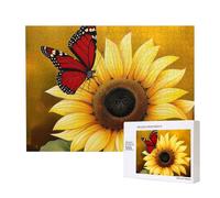 Puzzle da 500 pezzi con girasoli gialli con farfalla rossa per adulti, puzzle colorati per la decorazione della casa, regali di famiglia, puzzle perfetto per serate di gioco