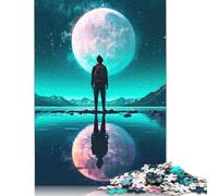 Puzzle da 500 pezzi con lo sguardo rivolto alla luna per adulti, giocattoli educativi per l'apprendimento, giochi per famiglie, regali di compleanno, 500 pezzi (52x38 cm)