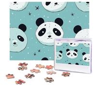 Puzzle da 500 pezzi con panda in stile cartone animato, puzzle con immagini personalizzate per adulti puzzle fotografici in legno regalo classico puzzle per famiglia, matrimonio, compleanno, San