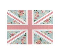 Puzzle da 500 pezzi con rose inglesi e bandiera Union Jack per adulti - Puzzle in legno per adulti e anziani