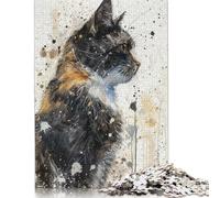 Puzzle da 500 pezzi con sguardo felino cosmico per adolescenti, puzzle in legno per adulti, gioco educativo, sfida giocattolo, 500 pezzi (52x38 cm)