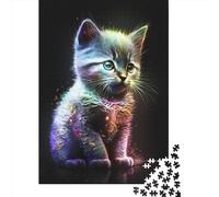 Puzzle da 500 pezzi con simpatici gattini e stelle, per adulti e puzzle in legno, giochi educativi per bambini, 500 pezzi (52x38 cm)