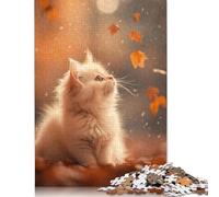 Puzzle da 500 pezzi con simpatico gattino tra le foglie autunnali, puzzle sfida puzzle impossibile gioco di puzzle per adulti 18+ 500 pezzi (52x38 cm)