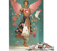 Puzzle da 500 pezzi con stampa artistica "Angelo custode", 2 puzzle per adulti, puzzle in legno, interessante regalo per la riduzione dello stress per la famiglia e gli amici (52 x 38 cm)