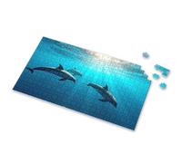 Puzzle da 500 pezzi con tre delfini che nuotano sott'acqua con immagini di puzzle spot it gioco per bambini da 8 a 12 (500 pezzi)