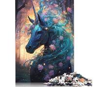 Puzzle da 500 pezzi con unicorno e foresta magica, difficoltà elevata, gioco educativo, giocattolo, regalo di Halloween, 500 pezzi (52x38 cm)