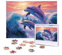 Puzzle da 500 pezzi di delfini puzzle artistici personalizzati per adulti puzzle fotografici puzzle in legno regalo classico puzzle per famiglia, matrimonio, compleanno, San Valentino
