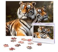Puzzle da 500 pezzi di due tigri puzzle con immagini personalizzate per adulti puzzle fotografici puzzle in legno regalo classico puzzle per famiglia, matrimonio, compleanno, San Valentino