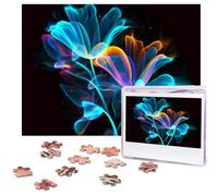 Puzzle da 500 pezzi di fiori al neon puzzle con immagini personalizzate per adulti puzzle fotografici puzzle in legno regalo classico puzzle per famiglia, matrimonio, compleanno, San Valentino