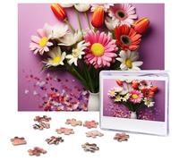 Puzzle da 500 pezzi di fiori freschi, puzzle con immagini personalizzate per adulti puzzle fotografici in legno regalo classico puzzle per famiglia, matrimonio, compleanno, San Valentino