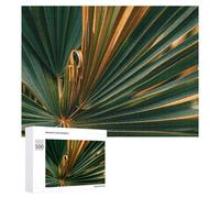 Puzzle da 500 pezzi di foglie di palma in oro verde puzzle personalizzato per adulti puzzle in legno puzzle personalizzato da foto puzzle classico per matrimonio compleanno San Valentino