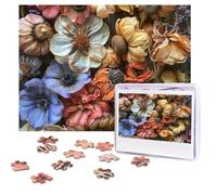 Puzzle da 500 pezzi di puzzle personalizzati con fiori secchi, immagine impegnativa, con custodia, puzzle fotografico per adulti per matrimoni (52 x 38 cm)