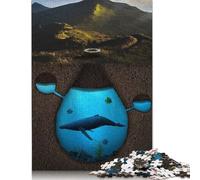 Puzzle da 500 pezzi, gioco di puzzle in legno con balena nel pozzo, gioco educativo, sfida, giocattolo, come regalo di Natale, 500 pezzi (52x38 cm)