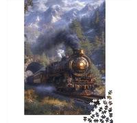 Puzzle da 500 pezzi, gioco di puzzle in legno con treno a vapore, gioco educativo, sfida giocattolo come regalo di Natale, 500 pezzi (52x38 cm)