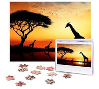 Puzzle da 500 pezzi Giraffa Tramonto Puzzle Immagine Personalizzata per Adulti Foto Puzzle in Legno Regalo Classico Puzzle per Famiglia Matrimonio Compleanno San Valentino