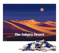 Puzzle da 500 pezzi, illustrazione del deserto del Sahara di notte, puzzle in legno, gioco educativo, sfida, giocattolo, come regalo di Natale, 500 pezzi (52x38 cm)