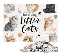 Puzzle da 500 pezzi "La vita con i gattini" per adulti, puzzle in legno, puzzle rompicapo per bambini, 500 pezzi (52x38 cm)