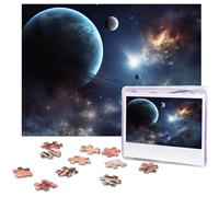 Puzzle da 500 pezzi Luna stelle e pianeti puzzle con immagini personalizzate per adulti puzzle fotografici in legno regalo classico puzzle per famiglia, matrimonio, compleanno, San Valentino