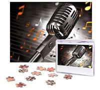 Puzzle da 500 pezzi Microfono con note musicali Puzzle con immagini personalizzate per adulti Puzzle fotografici in legno regalo classico puzzle per famiglia, matrimonio, compleanno, San Valentino