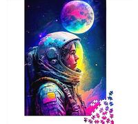 Puzzle da 500 pezzi, motivo: astronauta, colorati, creativi, quadrati, in legno, per adulti, regali di Natale, 500 pezzi (52x38 cm)