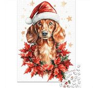 Puzzle da 500 pezzi, Natale, grazioso puzzle a bassotto, gioco educativo, giocattolo per la famiglia, adulti, impegnativo, 500 pezzi (52 x 38 cm)